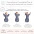 SwaddleDesigns Transitional Swaddle Sack with Arms Up, Half-Length Sleeves, Small, 0-3 months, 6-14 lbs, Heathered Denim