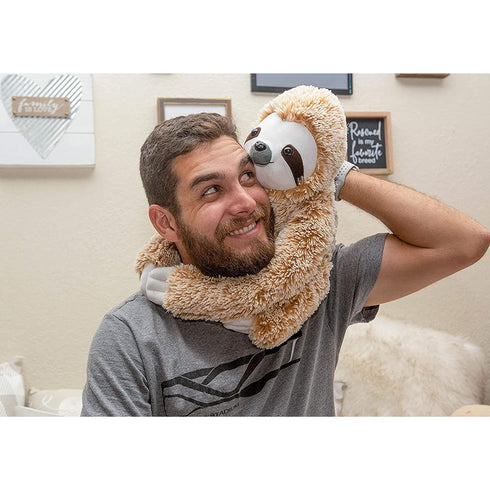 Realistic Sloth Stuffed Plush Toy, Cuddly Brown Three Toed Sloth, Cute Gift for Girlfriend Birthday