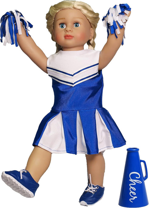 18-Inch American Fashion World Blue Cheerleading Outfit for Dolls | Accessories Included | Premium Quality & Trendy