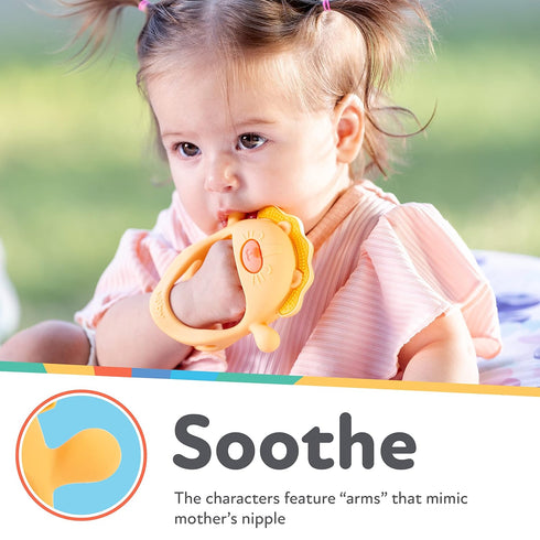 Nuby Silicone Wrist Teething Mitten - Teether Ring - 3+ Months - Lion