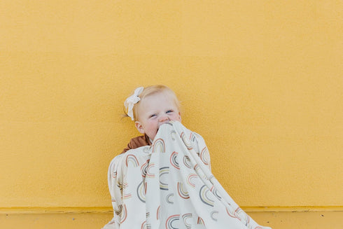 Copper Pearl Large Knit Baby Swaddle Blanket in Kona