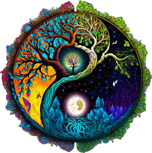 Wooden Puzzle for Adults - Tree of Life Wooden Jigsaw Puzzles, Unique Zen Shape Gifts for Family Friends