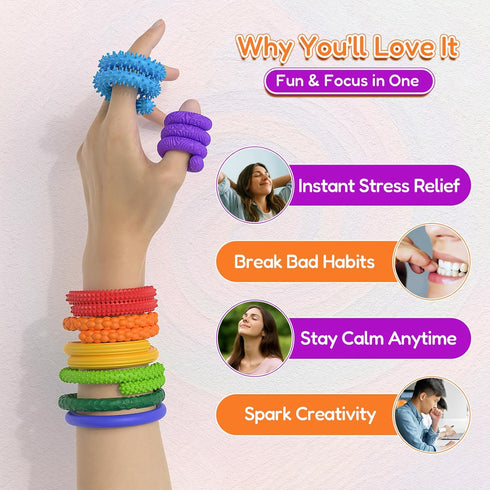 FEWOVUZ Fidget,8Pcs Little Ouchies Pain Textured Silicone Sensory Sticks Fidget Toys for Kids Adults, Flexible Fidget
