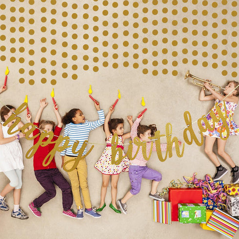 Gold Glitter Happy Birthday Banner Garland Sign for Birthday Party Decorations