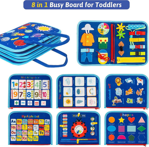 AIXMEET 3 4 5 6Year Skills,ABC,123,Shape,Color,Animal,Weather,Toddler Toddler Busy Board Montessori Toys for Old