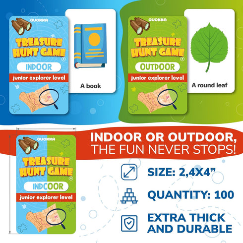 QUOKKA Scavenger Hunt for Kids Ages 4-8, Treasure Hunting Outdoor Games with Walkie Talkies & 200 Cards