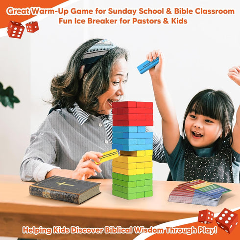 66 260+ Garybank Faith Tower Bible Games for Kids, Blocks with Verse, Bible Trivia Cards W/ Biblical Questions, Bible
