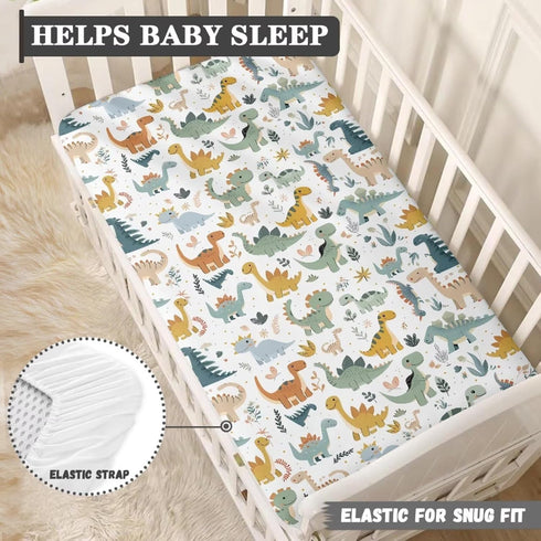 ZDCUSTOM 2 Pack, 52"x28" Cozy 2-Pack Changing Pad Cover for Girls Boys Dinosaur Print Soft Diaper Change Table Sheets