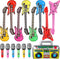 BBTO 15 Pcs Inflatable Rock Star Toy Set, 23.6 Inch Electric Guitar, Bass Guitar, Microphones & Boombox