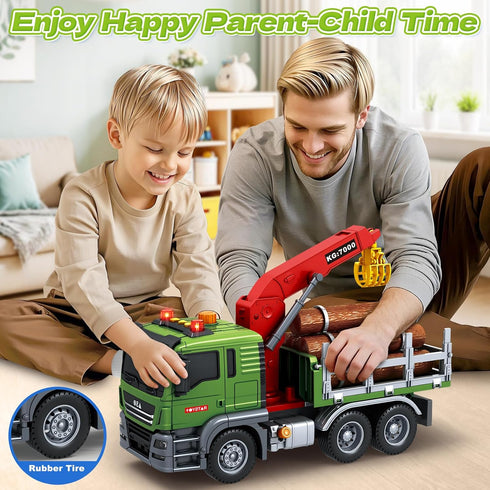 3 4 5 6 7 Bstoyder Toddler Boy Toys for Years Kids, Large Flatbed Truck Toy with a Farm Truck, Friction Powered
