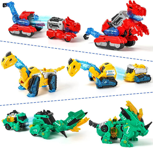 36, 6-in-1 4 5 7 8, BLF FUN Magnetic Transforming Dinosaur Car Toy for Kids Ages Transforme Dino Robot Truck, Birthday