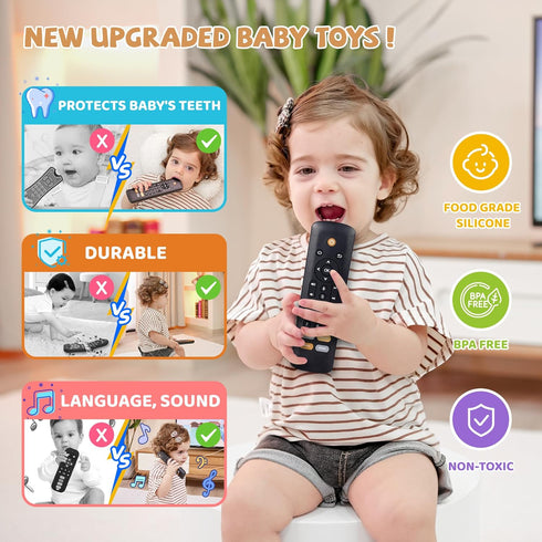 Baby TV Remote Toy - Early Learning Musical Toy with Realistic Play, Lights, and Sounds - Gift for 1-2 Year Old Boys