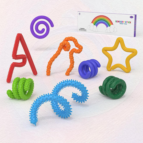 FEWOVUZ Fidget,8Pcs Little Ouchies Pain Textured Silicone Sensory Sticks Fidget Toys for Kids Adults, Flexible Fidget