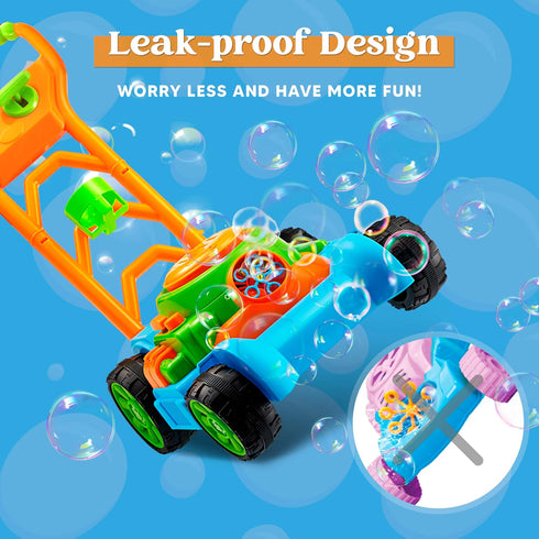 1 2 3 1-3 SLOOSH Bubble Lawn Mower Toddler Toys - Spill-Proof Bubble Machine Pretend Gardening Play Toy for Age Year
