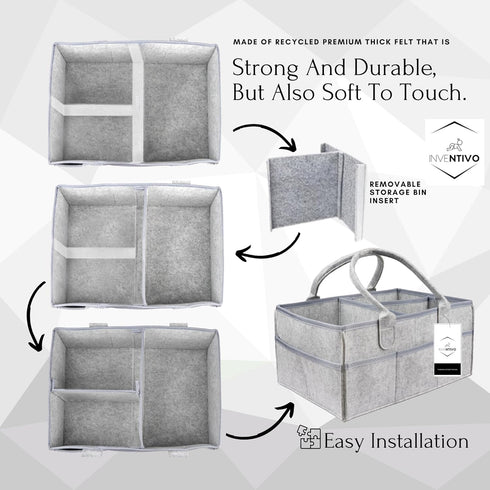 Diaper Caddy Organizer - Essentials for Newborns, Baby Storage Organizer, Baby Shower Gifts, Diaper Basket