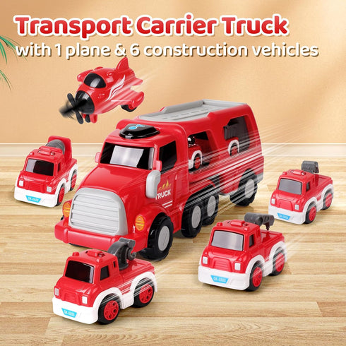 MindPal 3 4 5 6 7 8-in-1 Set 3-5, Set Fire Truck Toy for Years Old Toddler Boys, Fire Car Carrier Vehicle for Boys Age