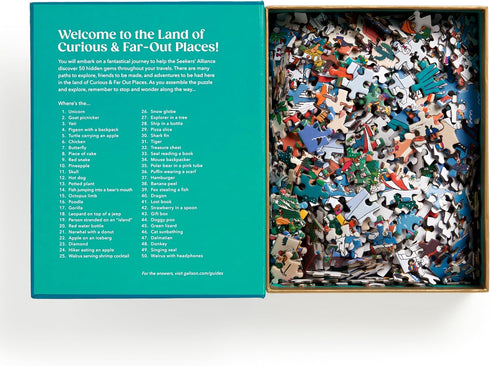 Galison Where's________? Curious and Far Out Places – 500 Piece Book Box Jigsaw Puzzle of Peculiar Places