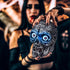 Sound Activated Skull with Light Up Eyes and Creepy Sounds, Halloween Party Prop Decoration