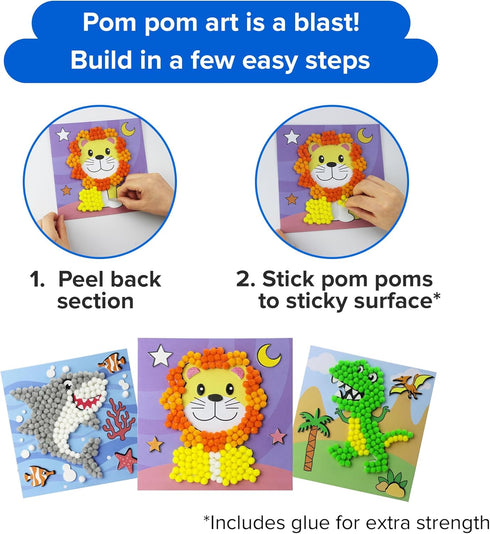 3 3-5 (Set 1 Little Jupiter DIY Pom Pom Art - Makes Art Pieces -Boy & Girl Crafts for Kids Age - Toddler Crafts - Pom