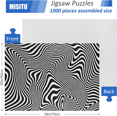 MISITU 1000 Pieces Jigsaw Puzzles for Adults, Black and White Strips, Challenging Abstract Puzzles, 28 x 20 inch