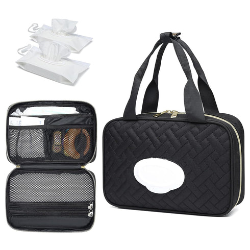 Fwkekye Diaper Bag Organizer with 2 Pieces Wipes Dispensers, Portable Stroller Mini Diaper