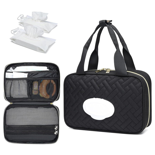Fwkekye Diaper Bag Organizer with 2 Pieces Wipes Dispensers, Portable Stroller Mini Diaper