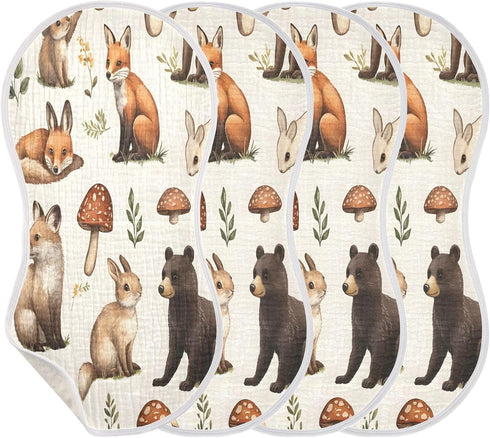JUZIHAI 22 11 Inch, 2 Pack Woodland Animals Muslin Baby Burp Cloths Soft Absorbent Cotton Burping Cloth Burping Rags