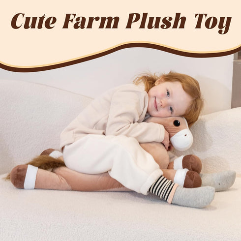 24", 4.4lbs, Weighted Horse Stuffed Animals, Large Stuffed Horse Plush Cute Farm Animal Plush Toy, Weighted Pony