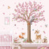 decalmile Woodland Animals Large Flower Tree Wall Decals Cherry Blossom Deer Fox Wall Stickers Baby Nursery Kids