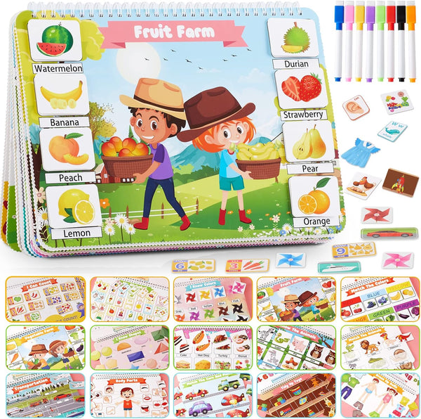 Huijing Toddler Activities Preschool Learning Busy Book - 29 Themes Binder Montessori Toys