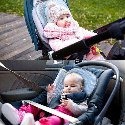 2-in-1 Infant Carseat Insert, Reversible Baby Car Seat Cushion for Newborn Toddler Head & Body Support Car Seat Pad