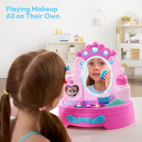 lalalark Set 40+ 6 1 2 3 JOVA Toddler Vanity & Baby Vanity Mirror Toy, Interactive Pretend Vanity with Sounds
