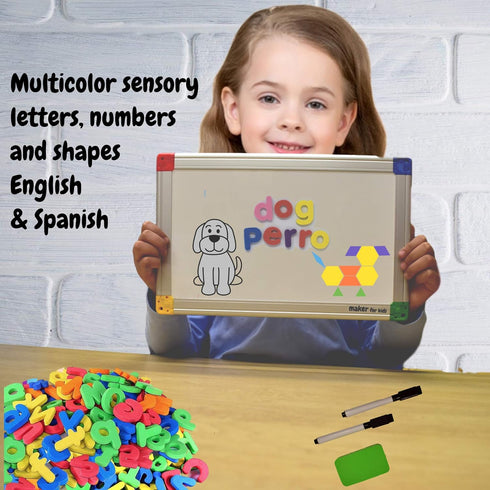 291Pcs ABC Magnets Board Magnetic Letters and Numbers Maker for Kids with Double-Side Drawing Whiteboard