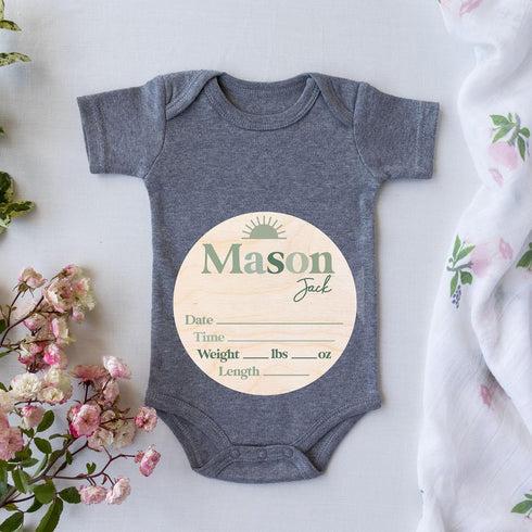Birth Announcement Photo Prop - Baby Stat Plaque - Wooden Baby Birth Announcement Sign - Newborn Name Sign for Hospital