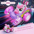 HudinFunC 360 Lights,4WD 3 4 5 6 Unicorn Remote Control Car for Girls, Rechargeable Rotating Stunt RC Car with LED