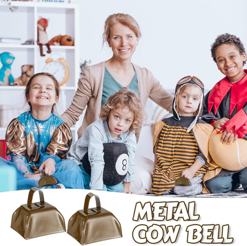 24 3 2.8 2.5 Inch(Brown) Yeshone Pcs Metal Cowbell with Handle Cow Bells Noise Makers for Sporting Events Small Loud