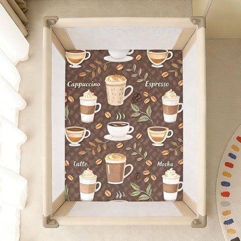 CZXW 52" 28" Coffees Pattern Crib Sheets Fitted x Natural Cotton Soft & Breathable for Baby Crib Mattress
