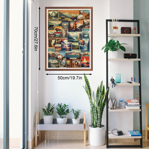 Vintage National Parks Puzzle for Adults 1000 Pieces, Travel Poster Landscape Including Yellowstone, Zion, Acadia,