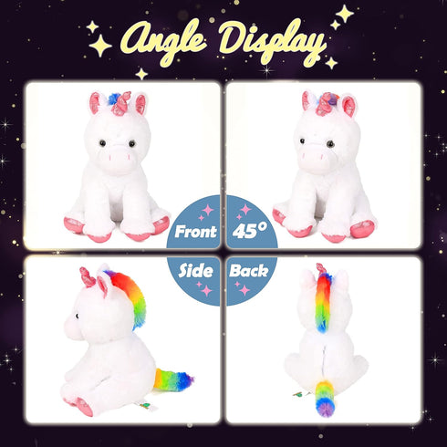 13'' Hopearl LED Plush Unicorn Lighting Up Stuffed Animal Floppy Night Lights Glow in The Dark Birthday Festival