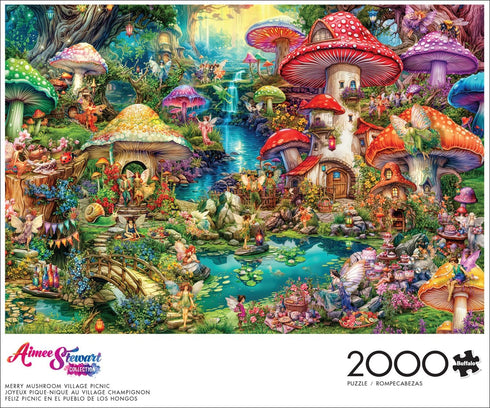 Buffalo Games - Aimee Stewart - Merry Mushroom Village Picnic - 2000 Piece Jigsaw Puzzle for Adults Challenging Puzzle Perfect for Game Nights - Finished Puzzle Size is 38.50 x 26.50