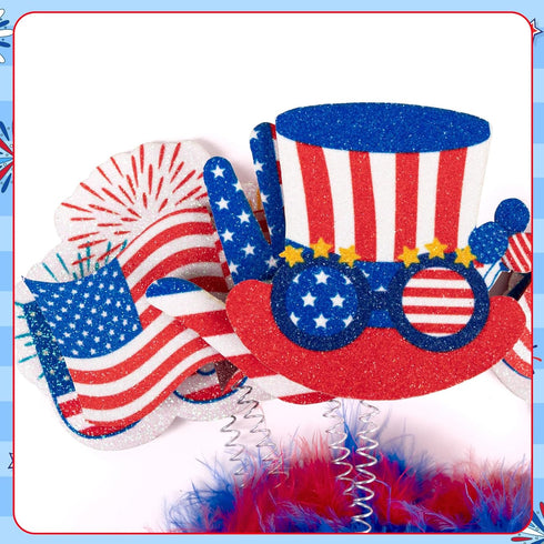 Moon Boat 12PCS Patriotic Head Boppers Headband - Star Uncle Sam Hat Balloons for 4th of July Party