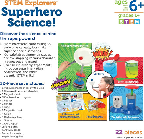 6+,21 Learning Resources STEM Explorers Superhero Science!, Critical Thinking, Experiments for Kids, Magnets for Boys