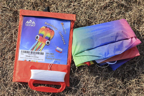 Honbo Rainbow Soft Octopus Kite for Kids and Adults, Large Kite with 200ft Flying Line for Outdoor Games