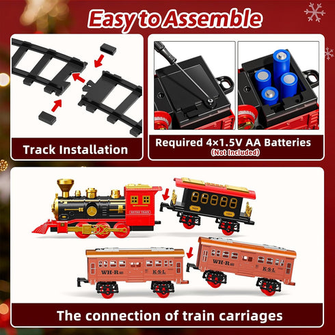 Novaluki Set 3 4 5 6 7 8 Electric Train for Kids, Christmas Train Toys with Smoke, Light and Sound, DIY Building Train