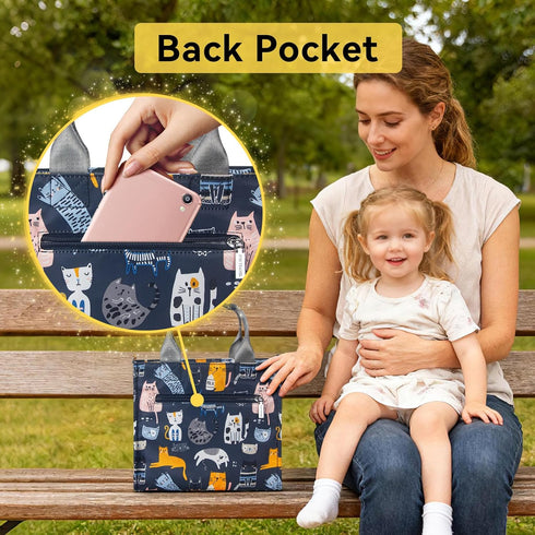 Cat Paradise Mini Diaper Bag: Waterproof Travel Tote for Baby