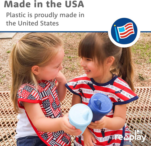 10 Oz Set 4, Re-Play Spill-Proof Sippy Cups for Toddlers - Kids Reusable of Dishwasher & Microwave Safe, Made in USA