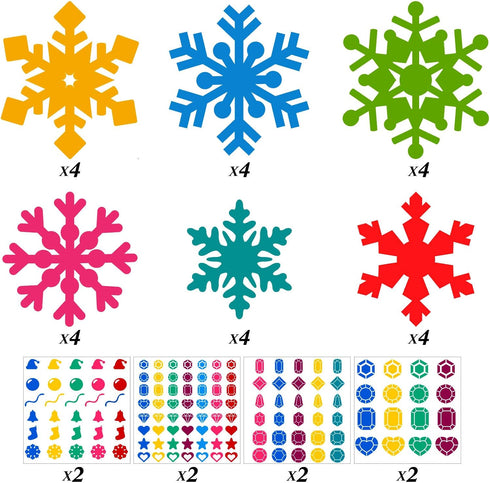 Zonon 24 Pieces Holiday Snowflake Craft Kit Winter DIY Hanging Craft Ornaments Snowflake Kit for Christmas Tree Home