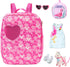 Ecore Fun 18 Inch Girl Doll Carrier Bag with Doll Clothes, Accessories, Dress, Backpack, Shoes, Sunglasses, Toy Lamb