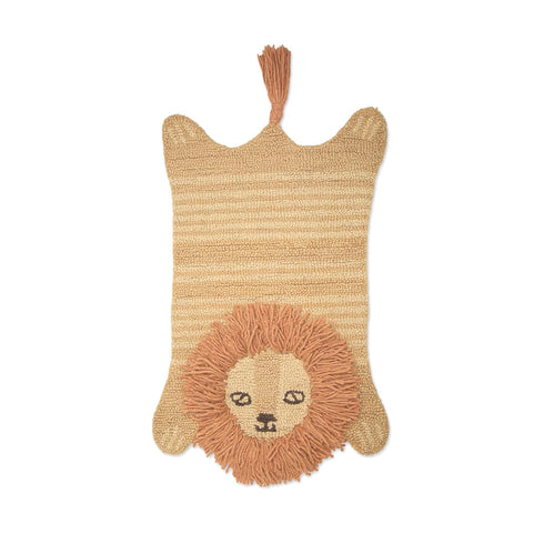 Crane Baby Lion Shaped Nursery Rug, Handmade 100% Wool Safari Animal Rug