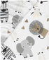 100% Lambs & Ivy Jungle Safari Cotton White/Gray Elephant/Lion Fitted Crib Sheet